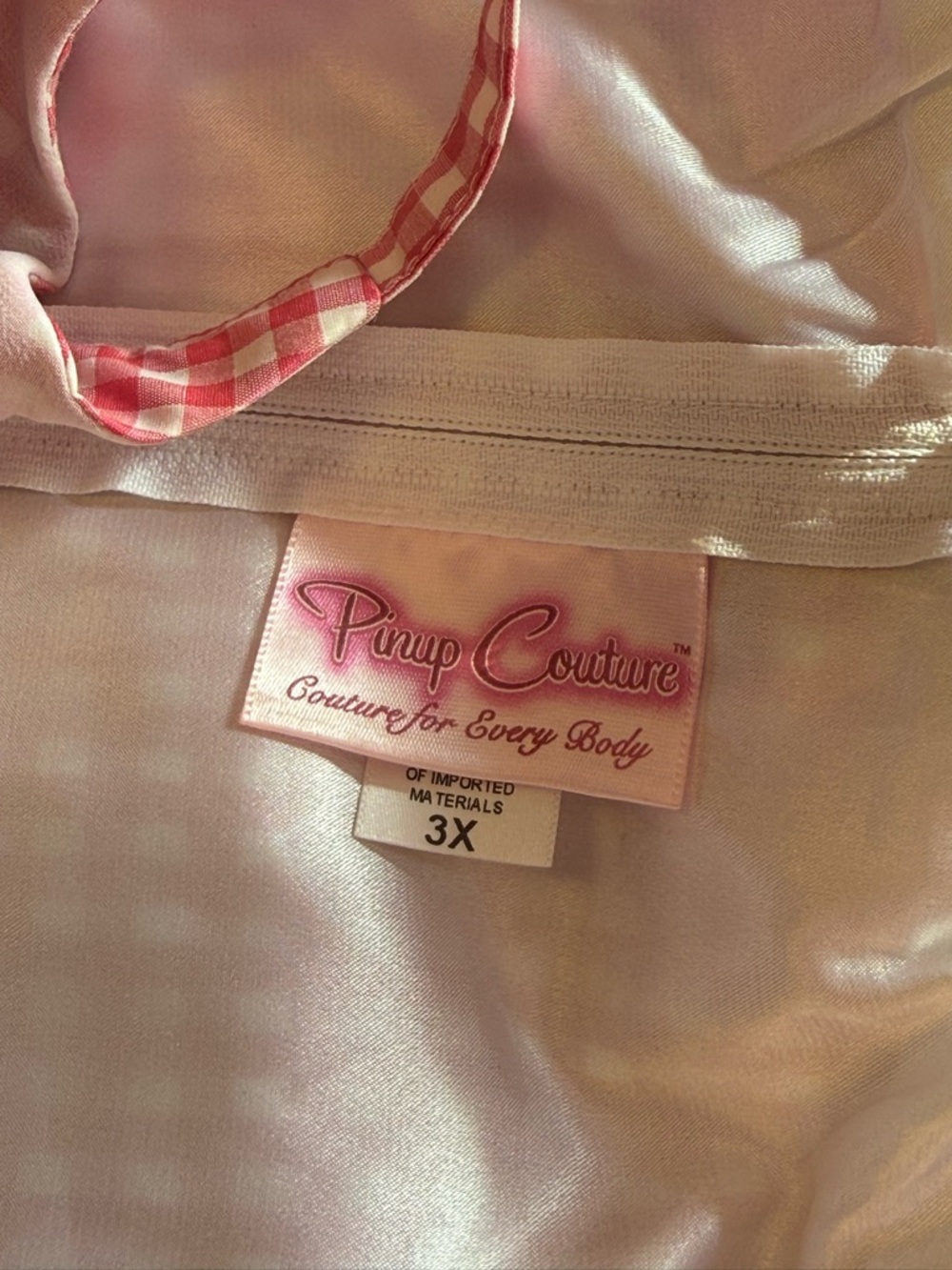 PUG “Evangeline” Pink Gingham Wiggle Dress with Belt - Picture 7 of 9